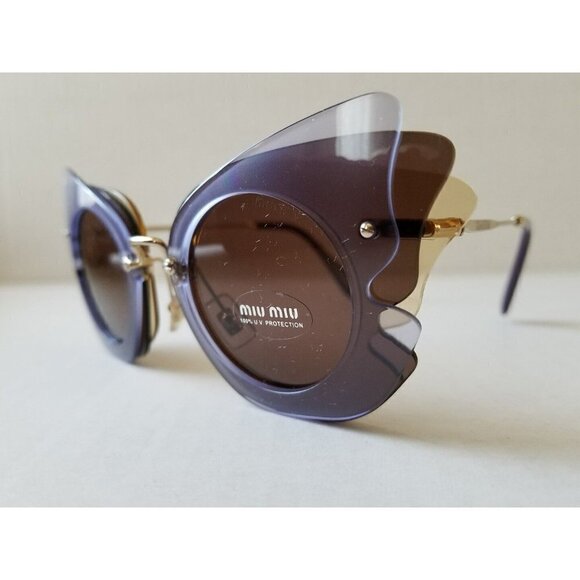 NEW AUTH MIU MIU CAT EYE LILAC YELLOW BROWN LENCES SUNGLASSES 0MU 02SS  ITALY - Picture 7 of 8